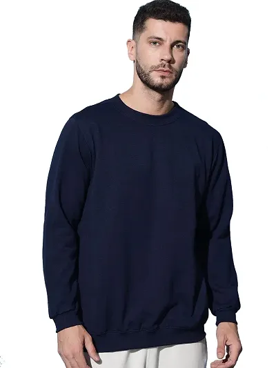 Moyzikh Men's Blend Round Neck Sweatshirt(Sweatshirts-NAVY-XL_Dark Blue_XL)