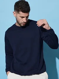 Moyzikh Men's Polyester Blend Round Neck Sweatshirt(Sweatshirts-NAVY-XL_Dark Blue_XL)-thumb1