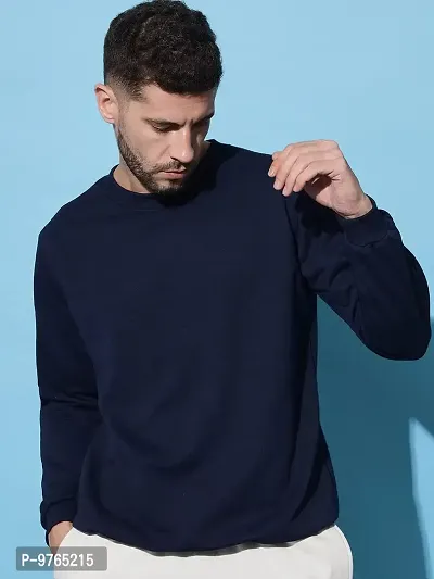 Moyzikh Men's Polyester Blend Round Neck Sweatshirt(Sweatshirts-NAVY-XL_Dark Blue_XL)-thumb2