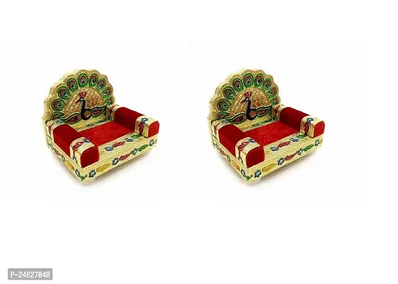 Laddu Gopal Wooden Meenakari Singhasan For Pooja Mandir Pack Of 2