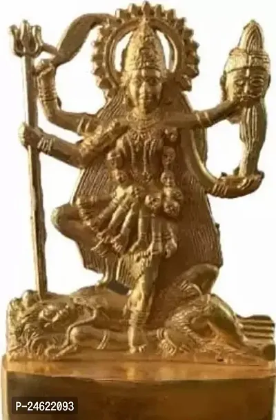 Chandi Kali Mata/Kali Ma Idol 11Cm(Brass,Golden)For Home/Temple/Pooja Decorative Showpiece - 11 Cm (Brass, Gold)-thumb0