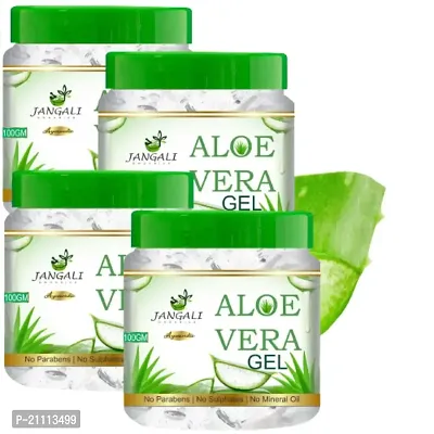 Pure Jangali Organics Pure Aloe Vera  Vitamin E Aloe Vera Gel for Everyday Face Gel (JAN-WHITE-GEL-100G-DE-4 PCS)-thumb0