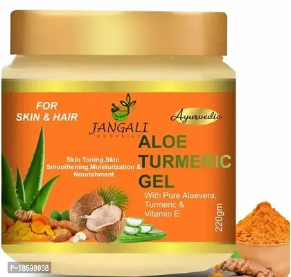 Natural Aloe Vera Gel With 100% Pure Turmeric For Skin, Hair And Body 220Gm-thumb0