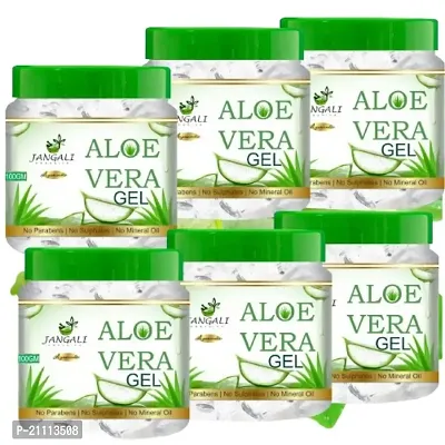 Pure Jangali Organics Pure Aloe Vera  Vitamin E Aloe Vera Gel for Everyday Face Gel (jangali white_aoevera gel_100gm- pack 6)-thumb0
