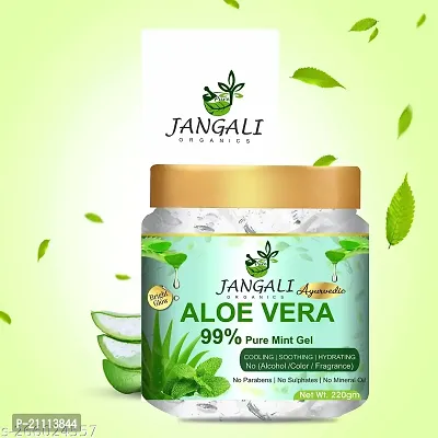 Pure Jangali Organics Aloe Vera Gel From 100% Pure Aloe Vera Plant For Face, Skin  Hair, 220g (JO-D mint aleo vera gel (220) gm)-thumb2