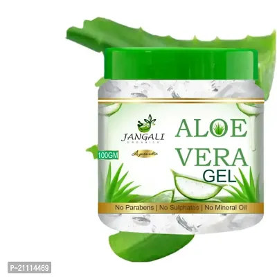 Pure Jangali Organics Aloe Vera Gel For Face, with Pure Aloe Vera  Vitamin E for Skin and Hair, 100g (JAN-WHITE-GEL-100G-A)-thumb0