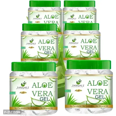 Pure Jangali Organics Aloe Vera Gel For Face, with Pure Aloe Vera  Vitamin E for Skin and Hair, 100g (Pack of 6) (JAN-WHITE-GEL-100G-DEjj-pack-6)-thumb0
