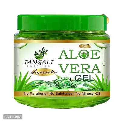 Pure Jangali Organics Aloe Vera Gel For Face, with Pure Aloe Vera  Vitamin E for Skin and Hair, 220g (cvnj-green aloe vera gel 220g)