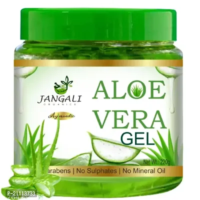 Pure Jangali Organics Pure Aloe Vera  Vitamin E Aloe Vera Gel for Fancy Face Gel (ALOE VERA GREEN - 220G -JANGALI)-thumb0