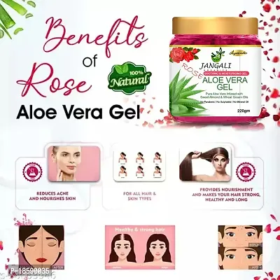 Natural Pure Rose Aloe Vera Gel For Face And Hair Massage (220 Gm)-thumb3