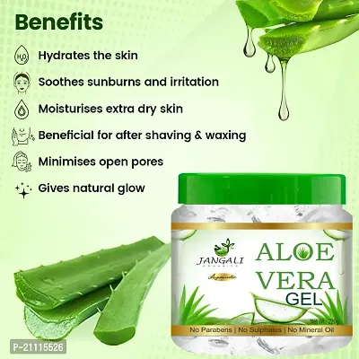 Pure Jangali Organics Aloe Vera Gel For Face, with Pure Aloe Vera  Vitamin E for Skin and Hair, 100g (Pack of 3) (JAN-WHITE-GEL-100G-PACK 3..)-thumb3