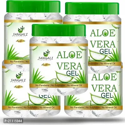 Pure Jangali Organics Aloe Vera Gel For Face, with Pure Aloe Vera  Vitamin E for Skin and Hair, 100g (Pack of 5) (JAN-WHITE-GEL-100G-PACK 4)-thumb0