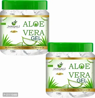 Pure Jangali Organics Aloe Vera Gel For Face, with Pure Aloe Vera  Vitamin E for Skin and Hair, 100g (Pack of 2) (JAN-WHITE-GEL-100G-PACK 2-e)-thumb0