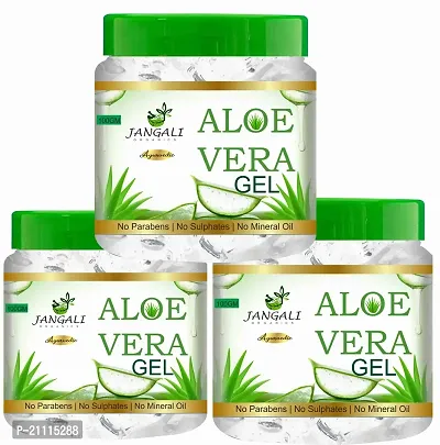 Pure Jangali Organics Aloe Vera Gel For Face, with Pure Aloe Vera  Vitamin E for Skin and Hair, 100g (Pack of 3) (jakdie_ white aloevera gel 100gm pack 3)-thumb0