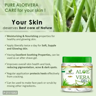 Pure Jangali Organics Aloe Vera Gel For Face, with Pure Aloe Vera  Vitamin E for Skin and Hair, Combo Pack (JANGALI-WHITE GEL PACK2+ROSE WATER 100ML)-thumb2