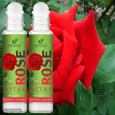 Pure Jangali Organics Natural Herbal Undiluted Floral Rose Attar Perfume for Unisex, 10ml, kdjdk-rose attar -10ml pack of 2