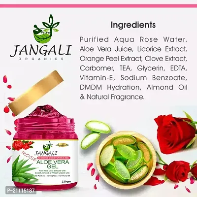 Pure Jangali Organics Aloe Vera Gel For Face, with Pure Aloe Vera  Vitamin E for Skin and Hair, Combo Pack (JAN-ROSE GEL+GLYCRIN+ROSE WATER 100ML)-thumb3