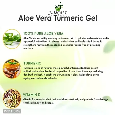 Pure Jangali Organics Aloe vera Gel With 100% Pure Turmeric For Skin, Hair And Body, 220gm, jik-turmaric aloevera face gel -220gm-thumb3