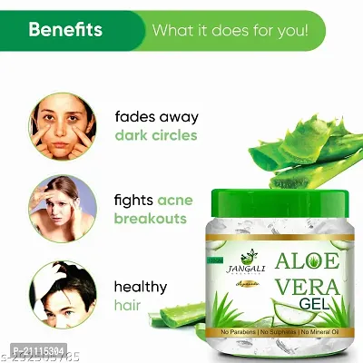 Pure Jangali Organics Aloe Vera Gel For Face, with Pure Aloe Vera  Vitamin E for Skin and Hair, 100g (Pack of 6) (JAN-WHITE-GEL-100G-DEjj-pack-6)-thumb3