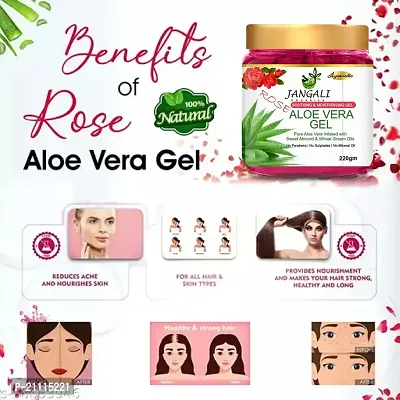 Pure Jangali Organics Aloe Vera Gel For Face, with Pure Aloe Vera  Vitamin E for Skin and Hair, Combo Pack (JAN-ROSE GEL +GLYCRIN 100 ML)-thumb2