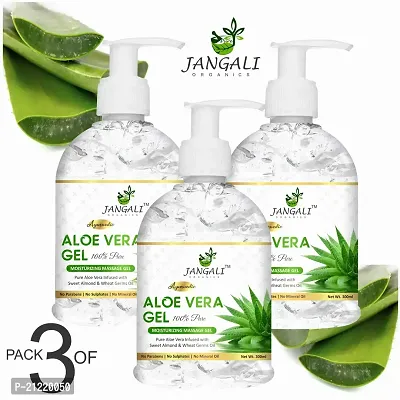 100% Pure Aloe Vera Gel - Repairing  Soothing for Face, Body  Hair 300ml - Pack of 3 (900 ml)