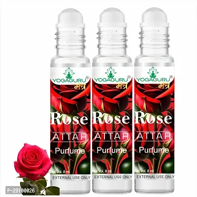 Natural Long Lasting Rose Attar 8 Ml Pack of 3