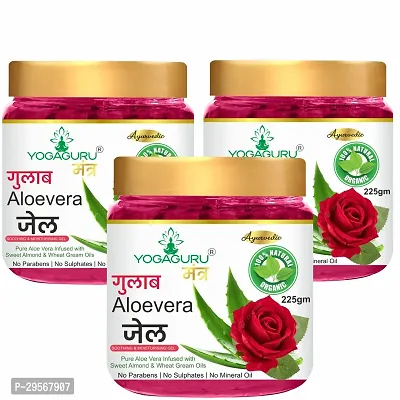 Rose Aloe Vera Gel for Beautiful Skin (225 G) Pack of 3-thumb0