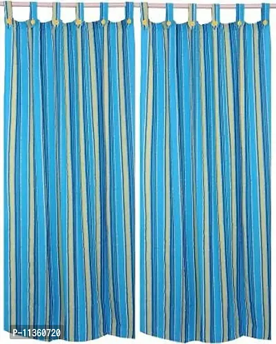nissi Cotton Window Curtain (150Lx120Wcm) (Blue)-thumb0
