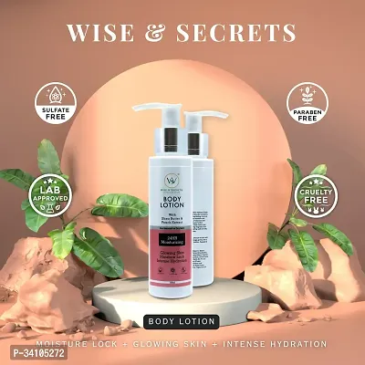 Wise and  Secrets Body Lotion with Shea Butter  Peach Extract | 24-Hour Moisturization for Normal to Dry Skin-thumb2