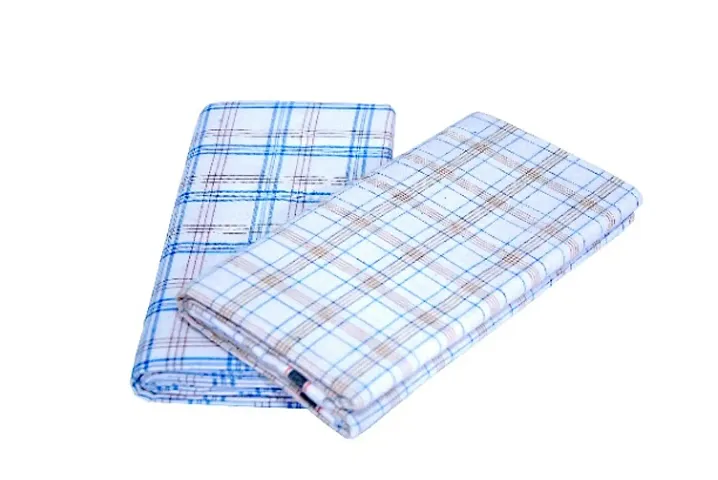 RETRO 100% Pure Cotton White Checkered Lungi For Men ( 2.15 Meters - Pack Of 2 )