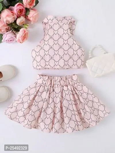 Fabulous Pink Cotton Blend Printed Fit And Flare Dress For Girls-thumb2