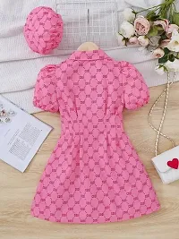 Fabulous Pink Cotton Blend Printed Fit And Flare Dress For Girls-thumb1