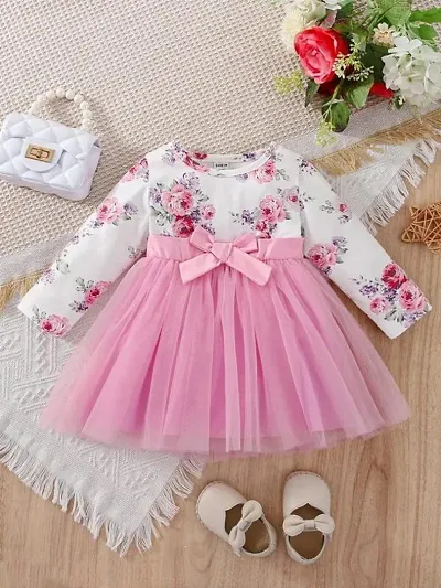 vihan creation Toddler Baby Girl Knee Length A-Line Dress Ruffle Sleeve Round Neck Princess Patchwork Sundress Summer Dress