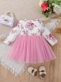 Fabulous Pink Synthetic Printed Fit And Flare Dress For Girls-thumb1
