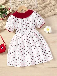 Fabulous White Polyester Printed Fit And Flare Dress For Girls-thumb1