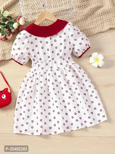 Fabulous White Polyester Printed Fit And Flare Dress For Girls-thumb2