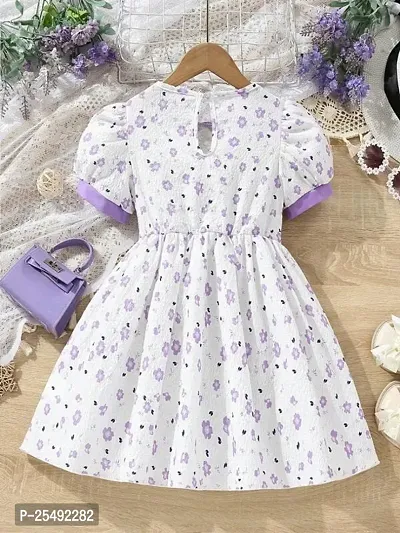 Fabulous White Polyester Printed Fit And Flare Dress For Girls-thumb2