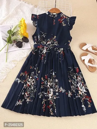 Fabulous Black Polyester Printed Fit And Flare Dress For Girls-thumb2