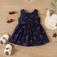 Fabulous Blue Cotton Blend Printed Fit And Flare Dress For Girls-thumb1