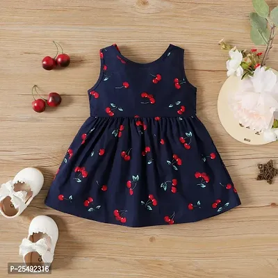 Fabulous Blue Cotton Blend Printed Fit And Flare Dress For Girls-thumb2