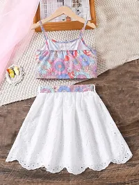 Fabulous White Chiffon Printed Fit And Flare Dress For Girls-thumb1