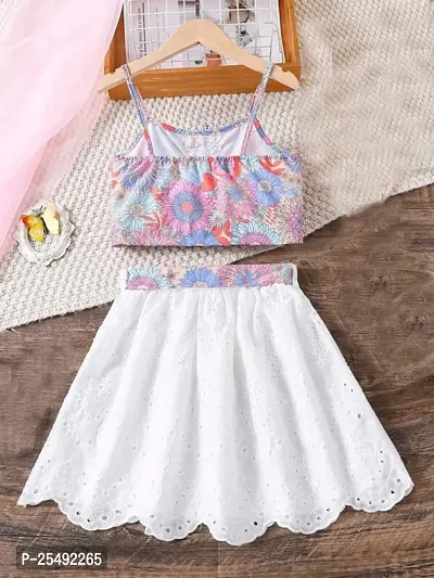 Fabulous White Chiffon Printed Fit And Flare Dress For Girls-thumb2