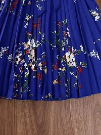 Fabulous Blue Cotton Blend Printed Fit And Flare Dress For Girls-thumb1