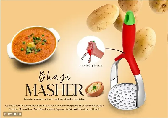 AADGEX Stainless Steel Pav Bhaji Masher Potato Masher with Plastic Handle