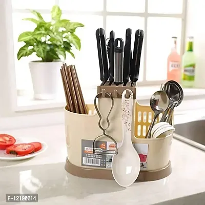 AADGEX Plastic Plastic Multi Functional Chopsticks Holder Kitchen's Spoons, Knife  Other Cutlery Storage Holder Stand with Removable Draining Tray-thumb5