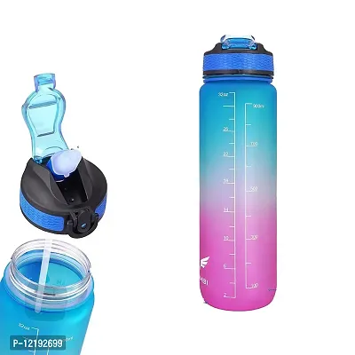 AADGEX Water Bottle, 1 liter Motivational Time Marker, Leak Proof Durable BPA-Free Non-Toxic Water Bottle for Office, Gym  School 1000 ml, Pack of 1 ( multicolored)-thumb2