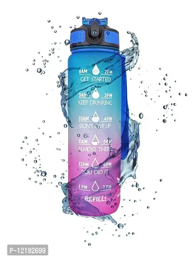 AADGEX Water Bottle, 1 liter Motivational Time Marker, Leak Proof Durable BPA-Free Non-Toxic Water Bottle for Office, Gym  School 1000 ml, Pack of 1 ( multicolored)-thumb0