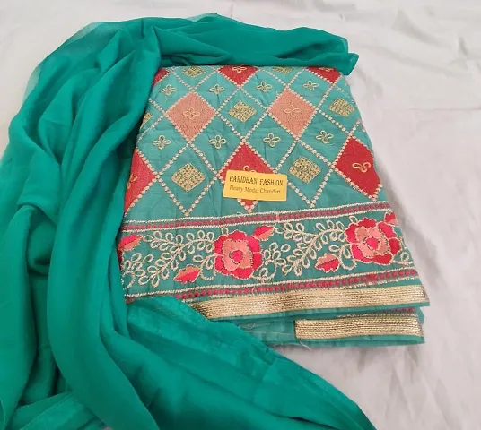 Beautiful Chanderi Dress Material With Dupatta