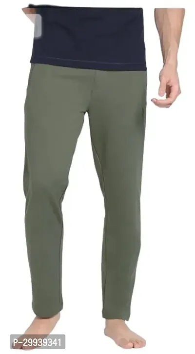 Stylish Green Cotton Solid Regular Track Pant For Men-thumb0