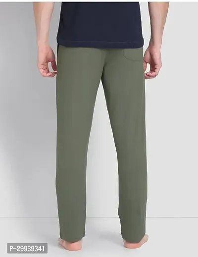 Stylish Green Cotton Solid Regular Track Pant For Men-thumb2